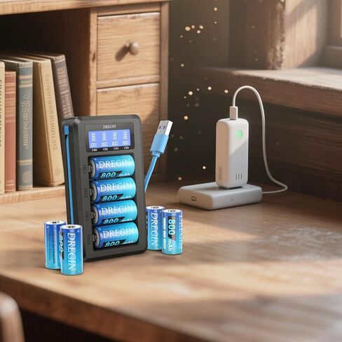 123 Lithium Batteries 8 Pack, 3.7V 800mAh 123 Lithium Batteries with Charger for Arlo Camera VMC3030 VMK3200 VMS3330 3430 3530 Flashlights Microphone in Kuwait