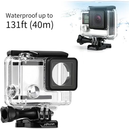 SOONSUN Standard Protective Waterproof Dive Housing Case for GoPro Hero 3/3+/4 Black Silver Camera - 40 Meters (131 Feet) Underwater Photography in Kuwait