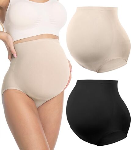HOFISH Seamless Over-Bump Maternity Underwear, High-Waisted Panties | Seamless over-bump maternity panties with No-Show edges, No-Roll comfort and Gentle Support. in Kuwait