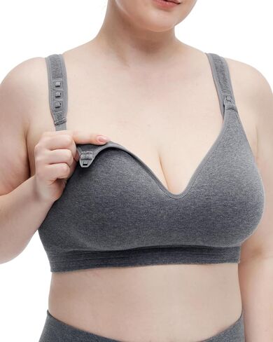 Momcozy Busty Nursing Bras, U.S.Cotton Wirefree Fixed Padded Maternity Bra, Full Coverage Adjustable Fit in Kuwait
