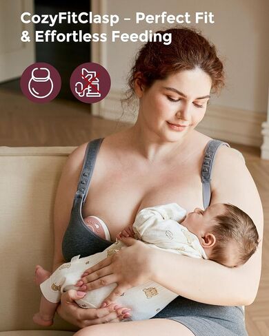 Momcozy Busty Nursing Bras, U.S.Cotton Wirefree Fixed Padded Maternity Bra, Full Coverage Adjustable Fit in Kuwait