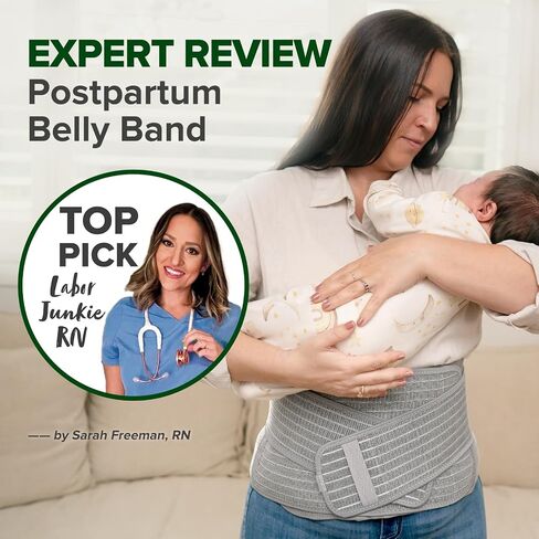 haakaa Postpartum Belly Band, Postpartum Belly Wrap Back Support, Postpartum Essentials for Natural Delivery and C-Section Recovery, Belly Binder, Natural Latex, M Grey in Kuwait