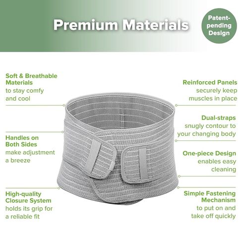 haakaa Postpartum Belly Band, Postpartum Belly Wrap Back Support, Postpartum Essentials for Natural Delivery and C-Section Recovery, Belly Binder, Natural Latex, M Grey in Kuwait