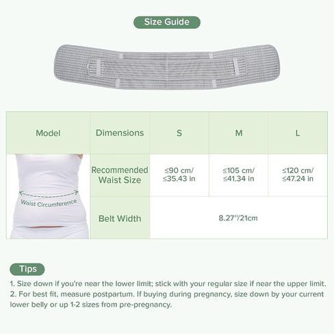 haakaa Postpartum Belly Band, Postpartum Belly Wrap Back Support, Postpartum Essentials for Natural Delivery and C-Section Recovery, Belly Binder, Natural Latex, M Grey in Kuwait