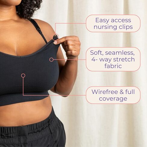 Lansinoh Kindred Bravely Nursing Bra for Breastfeeding, Comfortable & Supportive, Sizes Fit from 28B - 44I in Kuwait