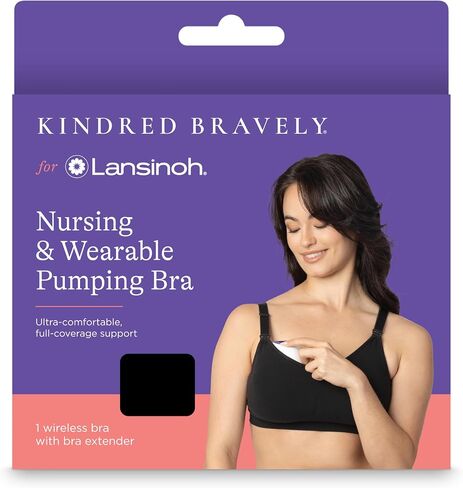 Lansinoh Kindred Bravely Nursing Bra for Breastfeeding, Comfortable & Supportive, Sizes Fit from 28B - 44I in Kuwait