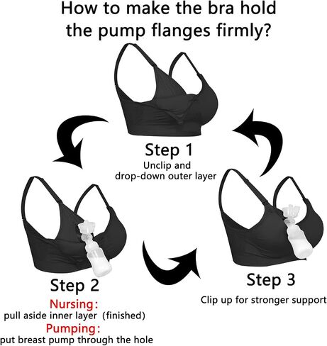 4HOW Pumping Bra Hands Free Nursing Pumping Bra All in One Wireless Padded Maternity Bralette for Large Bust in Kuwait