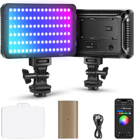 NEEWER RGB Video Light with 4000mAh NP-F750 Replacement Battery, APP Control 360° Full Color LED Camera Key Lighting CRI95+ Dimmable for Studio DSLR Camcorder Photography Recording Streaming, RGB176 in Saudi Arabia