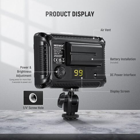 NEEWER RGB Video Light with 4000mAh NP-F750 Replacement Battery, APP Control 360° Full Color LED Camera Key Lighting CRI95+ Dimmable for Studio DSLR Camcorder Photography Recording Streaming, RGB176 in Saudi Arabia