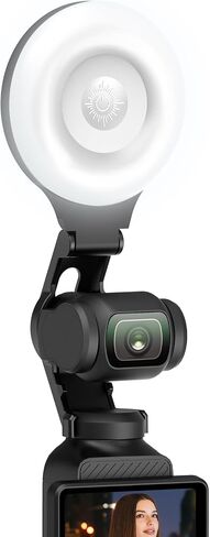 AMAZEAR LED Light for DJI OSMO Pocket 3 Accessories, Auto-Follow Gimbal Selfie Vlog Video Auxiliary Fill Lighting, CRI≥95, 3-Color Temp 2500-9000K Brightness Adjustable, 2W USB-C (Black) in Kuwait