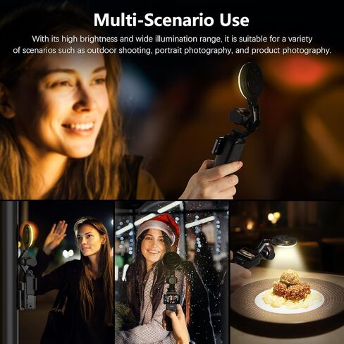 AMAZEAR LED Light for DJI OSMO Pocket 3 Accessories, Auto-Follow Gimbal Selfie Vlog Video Auxiliary Fill Lighting, CRI≥95, 3-Color Temp 2500-9000K Brightness Adjustable, 2W USB-C (Black) in Kuwait