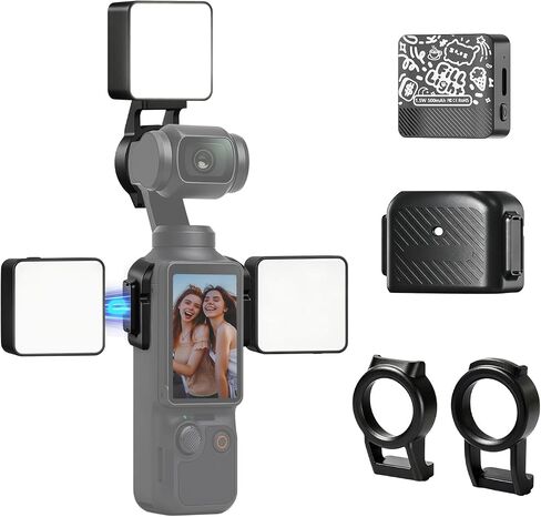 yAyusi 3Pcs Magnetic Selfie Fill Light for DJI Osmo Pocket 3/4 & Xtra Muse Accessories, 500mAh Rechargeable Mini LED Fill Light with 2 Brightness & 3 Color Modes for Selfie Vlog Recording in Kuwait