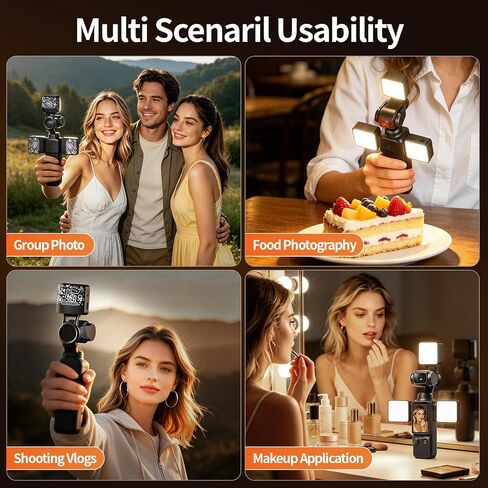 yAyusi 3Pcs Magnetic Selfie Fill Light for DJI Osmo Pocket 3/4 & Xtra Muse Accessories, 500mAh Rechargeable Mini LED Fill Light with 2 Brightness & 3 Color Modes for Selfie Vlog Recording in Kuwait