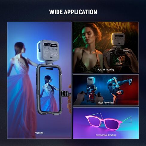 NEEWER Basic Magnetic RGB Video Light, 360° Full RGB Mini LED Camera Light CRI96+ 2500-9000K 18 Scenes 3 Cold Shoes & 1/4", 2000mAh Rechargeable Portable for Selfie/Tripod Photography Lighting, BL60C in Kuwait