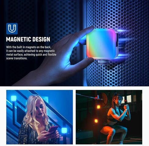 NEEWER Basic Magnetic RGB Video Light, 360° Full RGB Mini LED Camera Light CRI96+ 2500-9000K 18 Scenes 3 Cold Shoes & 1/4", 2000mAh Rechargeable Portable for Selfie/Tripod Photography Lighting, BL60C in Kuwait
