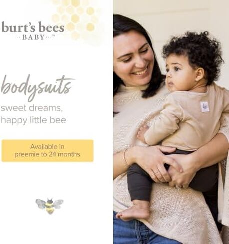 Burt's Bees Baby Unisex Bodysuits, Short Sleeve Organic Sleepwear, 5-Pack | Essential baby bodysuit pack featuring an easy-on and off lap-shoulder neck design for stress-free daily outfitting in Kuwait