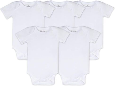 Burt's Bees Baby Unisex Bodysuits, Short Sleeve Organic Sleepwear, 5-Pack | Essential baby bodysuit pack featuring an easy-on and off lap-shoulder neck design for stress-free daily outfitting in Kuwait