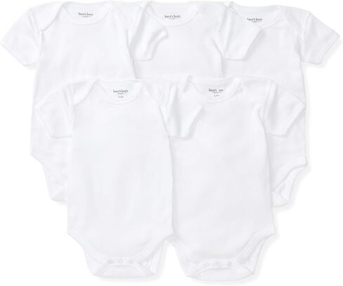 Burt's Bees Baby Unisex Bodysuits, Short Sleeve Organic Sleepwear, 5-Pack | Essential baby bodysuit pack featuring an easy-on and off lap-shoulder neck design for stress-free daily outfitting in Kuwait