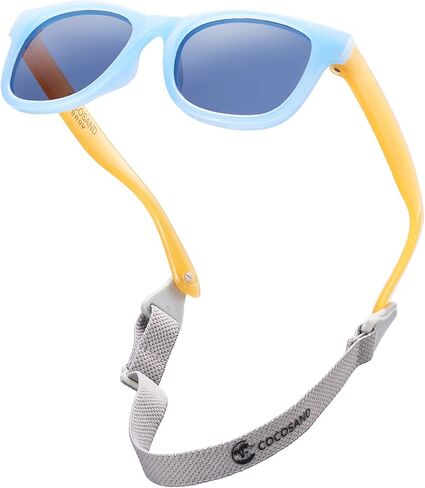 COCOSAND Flexible Polarized Baby Sunglasses with Strap | UV Protection, Bendable, For Toddler Infant Newborn Girl Boy, Age 0-24 Months in Kuwait
