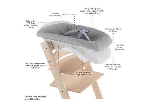 Tripp Trapp Newborn Set, Grey - Convert The Tripp Trapp Chair into Infant Seat for Newborns Up to 20 lbs - Cozy, Safe & Simple to Use - Compatible with Chairs After May 2003 in Kuwait