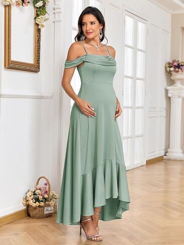 AISWI Off The Shoulder Maternity Dress Ruched A-Line Elegant Pregnancy Maxi Gown for Baby Shower Photoshoot Wedding Guest in Kuwait
