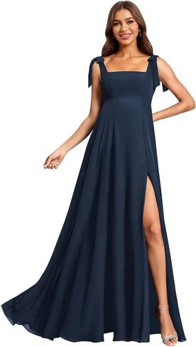Chiffon Maternity Dress for Photoshoot A-Line Square Neck | Baby Shower Dress Spaghetti Straps Ruched Maternity Wedding Guest Dress in Kuwait