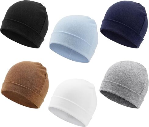 DRESHOW BQUBO 6 Pack Baby Beanie Hats for Unisex Infant Toddler Cotton Beanie Newborn Hospital Hat for Boys Girls 0-6 Months in Kuwait
