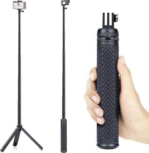 GEPULY Mini Hand Grip Selfie Stick Tripod Stand for GoPro Hero 13 12 11 10 9 8 7 6 5 4 3,Session, Fusion, Max,Insta360, DJI, Akaso, Phone-Use it as a Selfie Stick Monopod, Handle, Travel Tripod in Kuwait