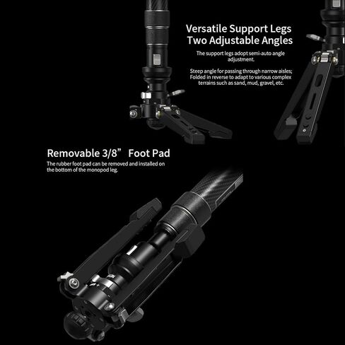 YC Onion Pineta Pro Carbon Fiber Monopod with Pedal Base, Light Stand Lightweight Travel Monopod with Quick Release Plate for Sony Canon Nikon DSLR Cameras, Gimbal and etc Max Load 11lb/5Kg in Kuwait