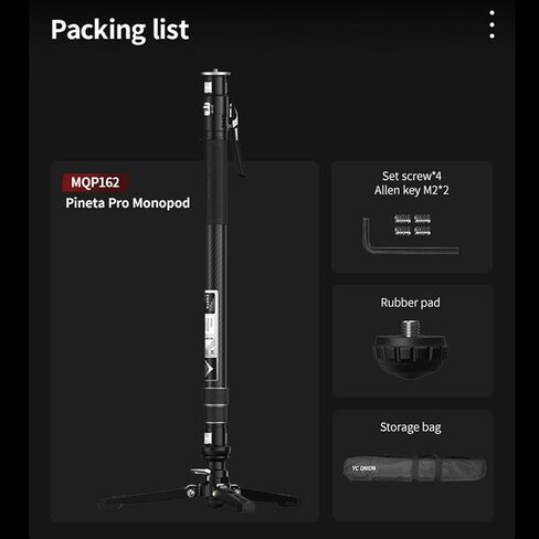 YC Onion Pineta Pro Carbon Fiber Monopod with Pedal Base, Light Stand Lightweight Travel Monopod with Quick Release Plate for Sony Canon Nikon DSLR Cameras, Gimbal and etc Max Load 11lb/5Kg in Kuwait