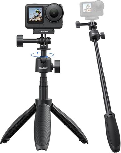 TELESIN 46cm/18.1in Mini Selfie Stick Tripod for All Action Camera | 360° Ball Head Extended Handle Grip Pole for DJI Osmo Nano Action 6 5 4, Pocket 4 3, GoPro 13 12, Insta360 X5 X4, Xtra Edge in Kuwait