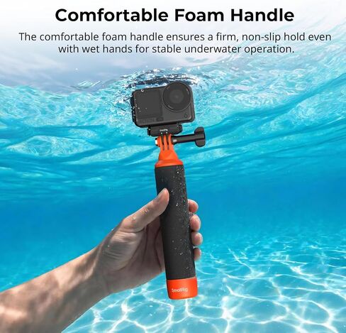 SmallRig Floating Hand Grip Waterproof Monopod, Action Camera Accessories for DJI Action 6/5 Pro/4/3, for Go Pro Hero 13/12/11/10 Black, for Insta360, Underwater Hand Stick for Water Sports (Orange) in Kuwait
