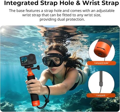 SmallRig Floating Hand Grip Waterproof Monopod, Action Camera Accessories for DJI Action 6/5 Pro/4/3, for Go Pro Hero 13/12/11/10 Black, for Insta360, Underwater Hand Stick for Water Sports (Orange) in Kuwait