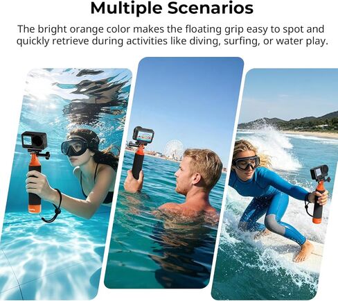 SmallRig Floating Hand Grip Waterproof Monopod, Action Camera Accessories for DJI Action 6/5 Pro/4/3, for Go Pro Hero 13/12/11/10 Black, for Insta360, Underwater Hand Stick for Water Sports (Orange) in Kuwait