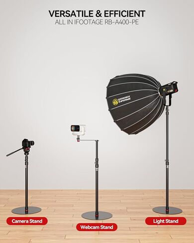 IFOOTAGE RB-A400-PE Projector Round Base Monopod Stand, 79.4" Adjustable Floor Stand with Projector Bracket & Ball Head, 15.7" Round Base, 22 lb Load Capacity, 1/4" & 3/8" Mount for Light, Camera in Kuwait