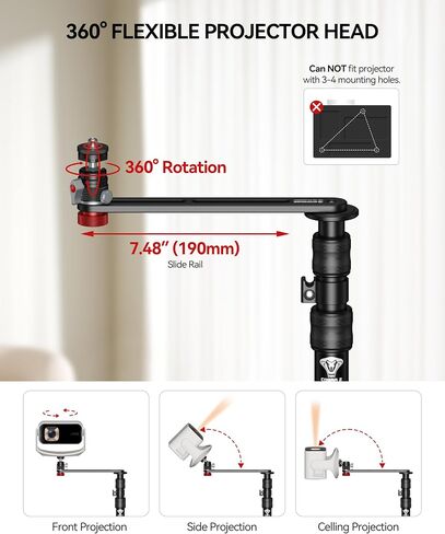 IFOOTAGE RB-A400-PE Projector Round Base Monopod Stand, 79.4" Adjustable Floor Stand with Projector Bracket & Ball Head, 15.7" Round Base, 22 lb Load Capacity, 1/4" & 3/8" Mount for Light, Camera in Kuwait