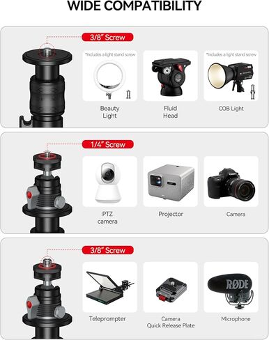 IFOOTAGE RB-A400-PE Projector Round Base Monopod Stand, 79.4" Adjustable Floor Stand with Projector Bracket & Ball Head, 15.7" Round Base, 22 lb Load Capacity, 1/4" & 3/8" Mount for Light, Camera in Kuwait