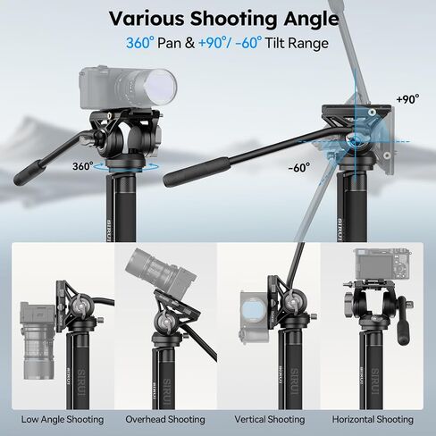 SIRUI Camera Monopod with Feet, 74" Lightweight Portable Travel Video Monopod with Pan Tilt Fluid Head for DSLR Camera Camcorder, Max Load 17.6lb/8kg, AM-MDP02 in Kuwait