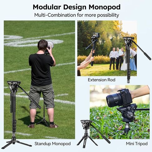 SIRUI Camera Monopod with Feet, 74" Lightweight Portable Travel Video Monopod with Pan Tilt Fluid Head for DSLR Camera Camcorder, Max Load 17.6lb/8kg, AM-MDP02 in Kuwait