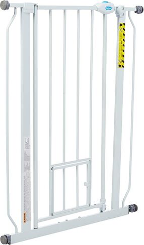 Carlson 36" Extra Tall Walk Through Dog Gate for Doorways & Bottom of Stairs, Metal Pet Gate with Small Pet Door, Expands 29.5"–36.5", White in Kuwait