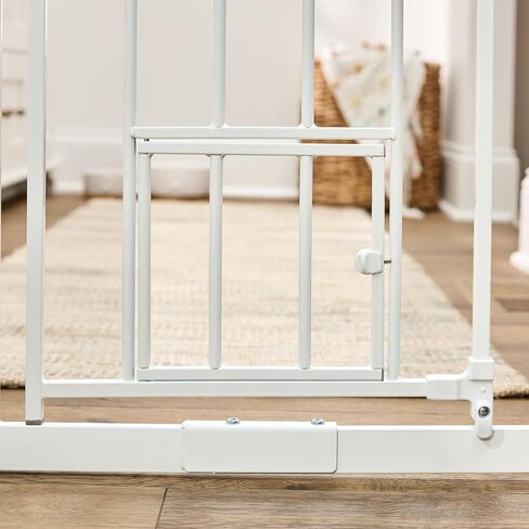 Carlson 36" Extra Tall Walk Through Dog Gate for Doorways & Bottom of Stairs, Metal Pet Gate with Small Pet Door, Expands 29.5"–36.5", White in Kuwait