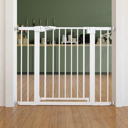 Babelio Pressure Mounted Baby Gate for Stairs, 26-40" Wide No Drilling Option, Auto Close with 3-Way Locking, Easy Install Safety Gate for Doorways, Kitchen, Hallway, Laundry, Indoor Use, White in Kuwait