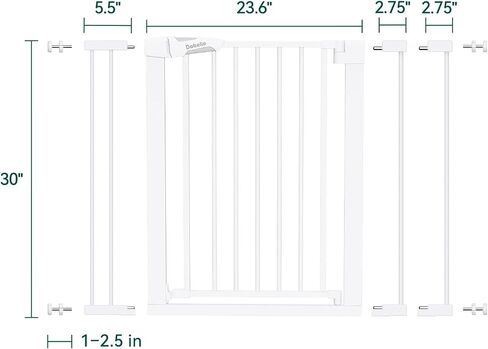 Babelio Pressure Mounted Baby Gate for Stairs, 26-40" Wide No Drilling Option, Auto Close with 3-Way Locking, Easy Install Safety Gate for Doorways, Kitchen, Hallway, Laundry, Indoor Use, White in Kuwait