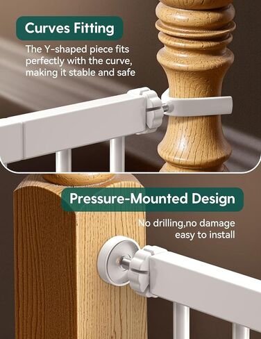 Babelio Pressure Mounted Baby Gate for Stairs, 26-40" Wide No Drilling Option, Auto Close with 3-Way Locking, Easy Install Safety Gate for Doorways, Kitchen, Hallway, Laundry, Indoor Use, White in Kuwait