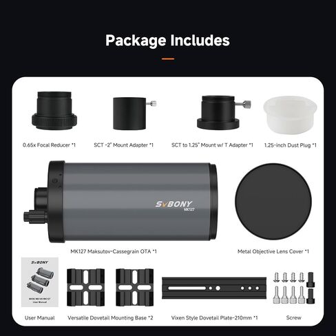 SVBONY MK127 Telescope for Adults Astronomy, 127mm Aperture f/11.8 Maksutov Cassegrain OTA Bundle with SV225 Mini Alt-Azimuth Mount, Lightweight Portable Altazimuth for Astronomy Beginners in Kuwait