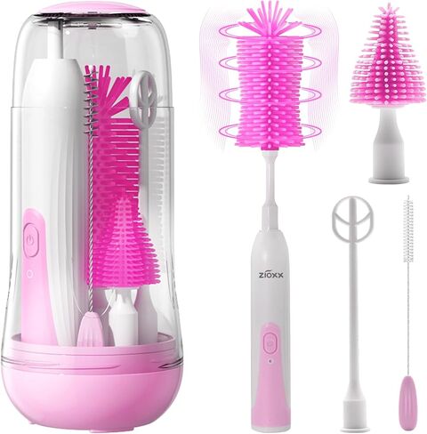 Electric Bottle Brush Cleaner, Portable Electric Baby Bottle Brush Cleaner for Travel, Rechargable Travel Bottle Cleaner Kit with Nipple & Straw Brush, Perfect Mom Essentials After Birth Gift, Green in Kuwait
