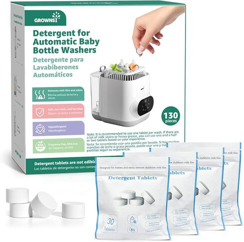 GROWNSY Official Detergent Washing Tablets - 130 PCS, Compatible with Momcozy Baby Bottle Washers in Kuwait