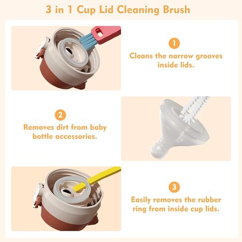 3 in 1 Cup Lid Cleaning Brush, Portable Cup Cleaner Brush, 2024 New Water Bottle Cleaner Brush, 3 in 1 Multifunctional Cleaning Brush for Home Kitchen Cleaning Tools（3PCS） in Kuwait