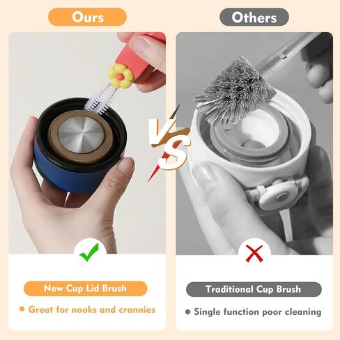 3 in 1 Cup Lid Cleaning Brush, Portable Cup Cleaner Brush, 2024 New Water Bottle Cleaner Brush, 3 in 1 Multifunctional Cleaning Brush for Home Kitchen Cleaning Tools（3PCS） in Kuwait