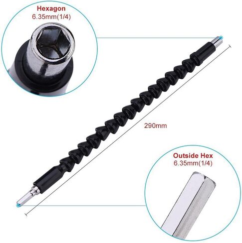 11.6in Drill Extension Flexible Drill Bit Extension | Drill Extension Bit Holder For Tight Spaces, Home Diy & Maintenance Flexible Drill Bit Screwdriver Bit Extension in Kuwait